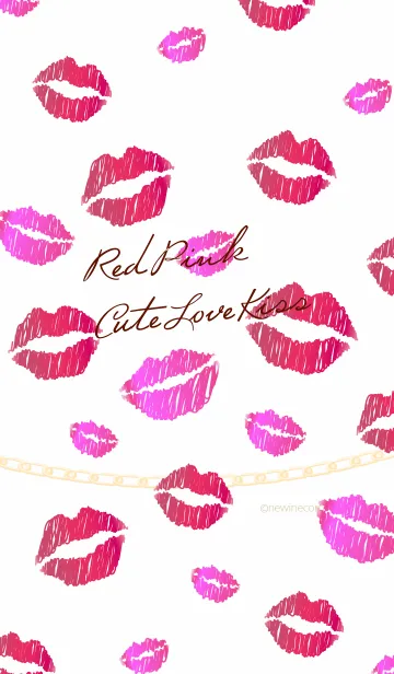 [LINE着せ替え] レッド ピンク キュート ラブ キスの画像1