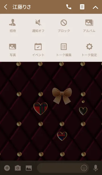 [LINE着せ替え] 赤のキルティング(リボンとハート)の画像4