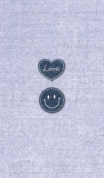 [LINE着せ替え] 白デニムにラブハート＆スマイルの画像1