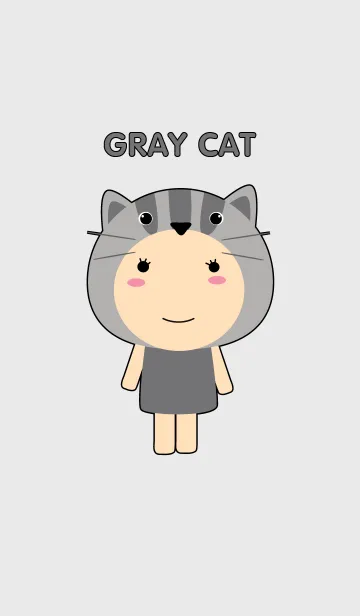 [LINE着せ替え] Simple Girl Cute Gray Cat theme(jp)の画像1