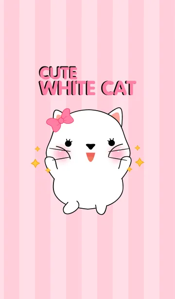 [LINE着せ替え] Cute Fat White Cat Theme(jp)の画像1