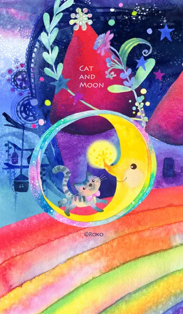 [LINE着せ替え] ネコと月の画像1