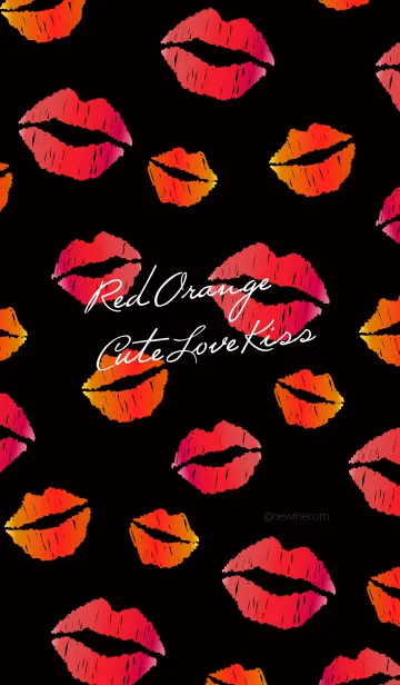 [LINE着せ替え] レッド オレンジ キュート ラブ キスの画像1
