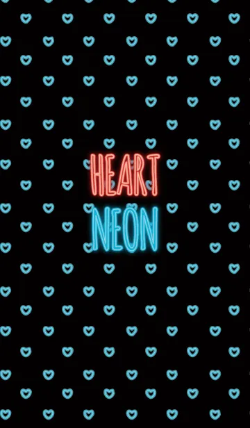 [LINE着せ替え] ネオン / ブラック ＆ 水色 (ハート)の画像1