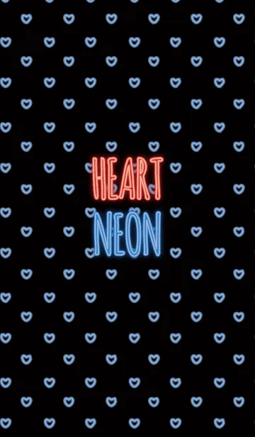 [LINE着せ替え] ネオン / ブラック ＆ ブルー (ハート)の画像1