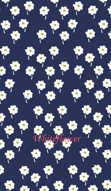 [LINE着せ替え] ネイビーと白花柄の画像1