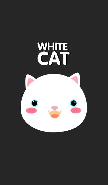 [LINE着せ替え] Simple Cute Face White Cat Theme(jp)の画像1