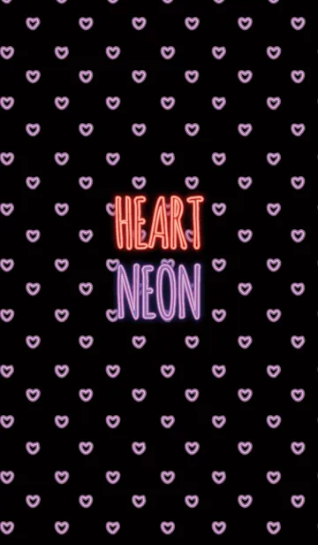 [LINE着せ替え] ネオン / ブラック ＆ パープル (ハート)の画像1