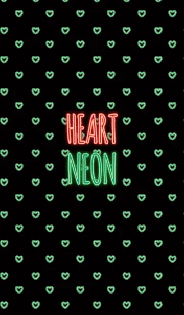 [LINE着せ替え] ネオン / ブラック ＆ グリーン (ハート)の画像1