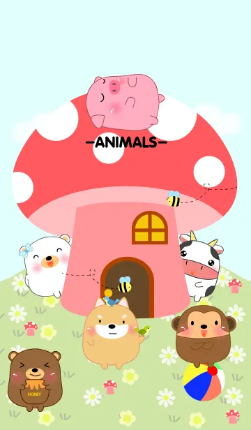 [LINE着せ替え] Home Animals On Mushroom theme(jp)の画像1