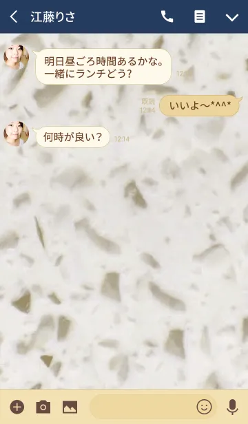 [LINE着せ替え] ストーン2 / ベージュ＆ネイビーの画像3