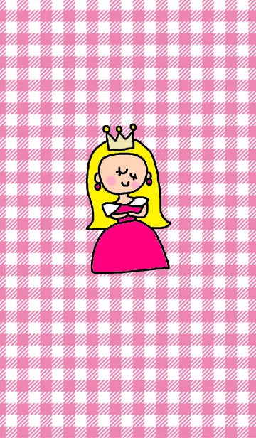 [LINE着せ替え] プリンセス x ピンクチェックの画像1