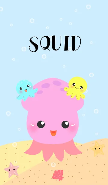 [LINE着せ替え] cute squid Theme (jp)の画像1