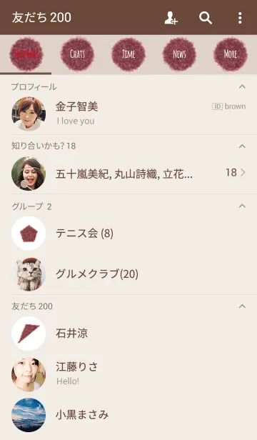 [LINE着せ替え] クレヨン ベージュ＆ボルドー / サークルの画像2
