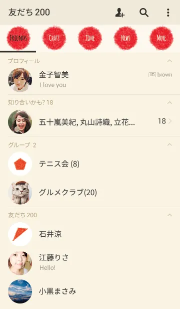 [LINE着せ替え] クレヨン ベージュ＆レッド 2 / サークルの画像2