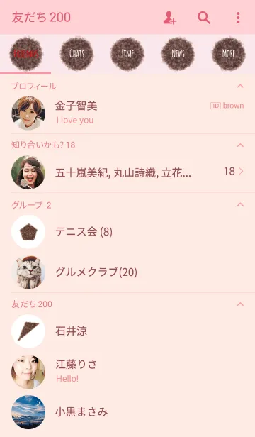 [LINE着せ替え] クレヨン ピンク＆ブラウン / サークルの画像2