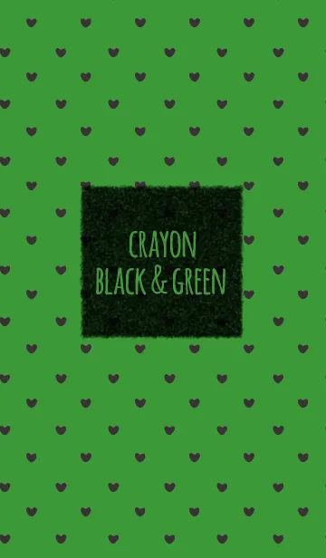 [LINE着せ替え] クレヨン ブラック＆グリーン/ ハートの画像1