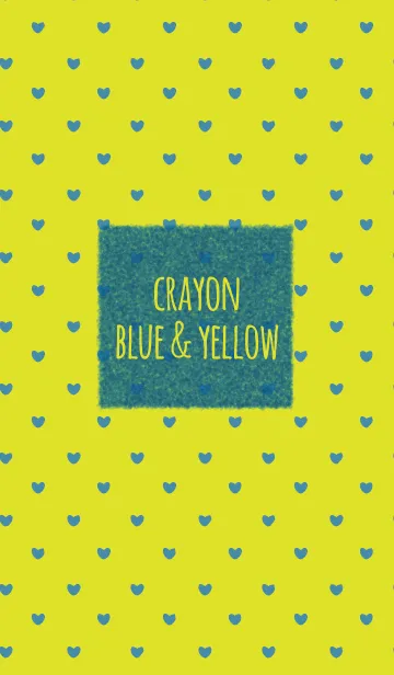 [LINE着せ替え] クレヨン ブルー＆イエロー/ ハートの画像1