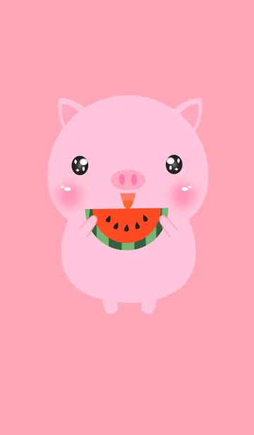 [LINE着せ替え] Lovely Pink Pig ＆ Watermelon Theme(jp)の画像1