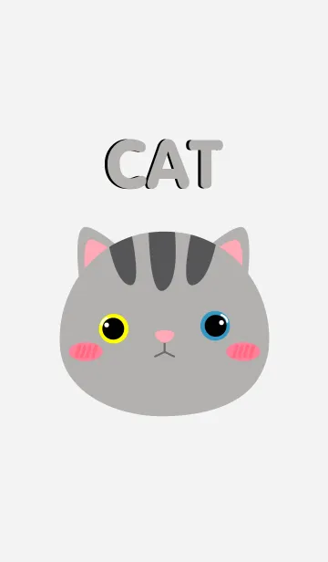 [LINE着せ替え] Simple Cute Face Gray Cat Theme(jp)の画像1