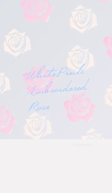 [LINE着せ替え] ホワイト ピンク 刺繍 バラの画像1