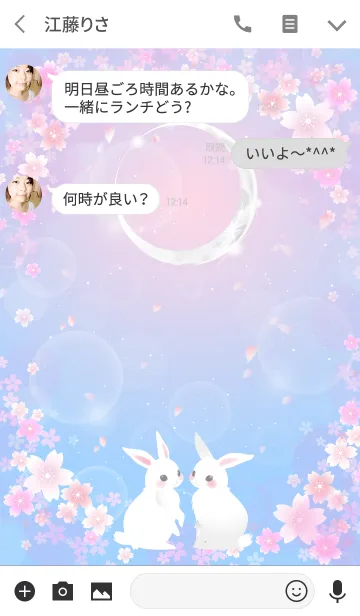 [LINE着せ替え] 双子兎と桃桜の画像3