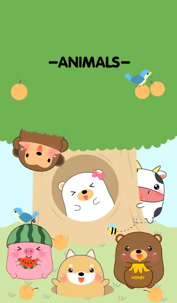 [LINE着せ替え] Home Animals On Tree theme V.2(jp)の画像1