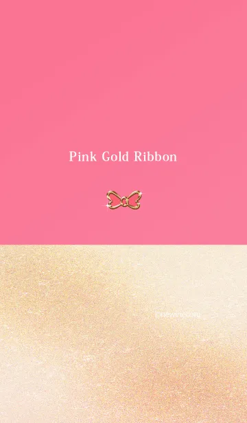 [LINE着せ替え] ピンク ゴールド リボンの画像1