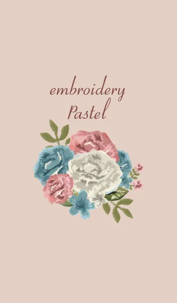 [LINE着せ替え] flower embroidery-pastel-の画像1