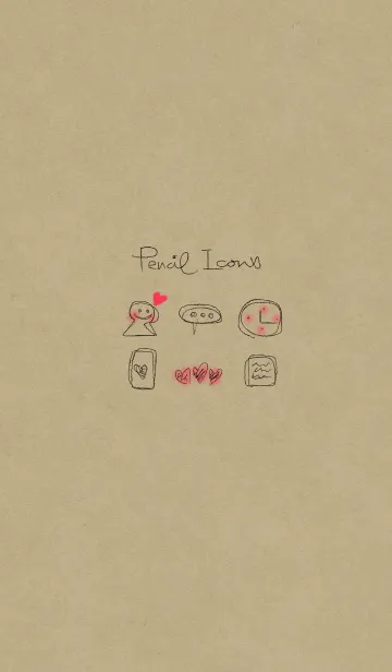 [LINE着せ替え] 鉛筆描きのアイコンと赤いハートの画像1