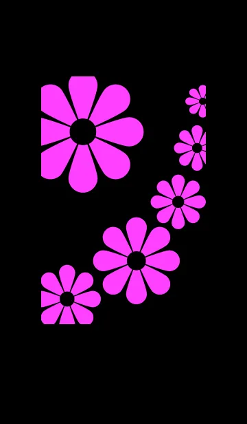 [LINE着せ替え] ピンクの花模様 [ 黒背景 ]の画像1