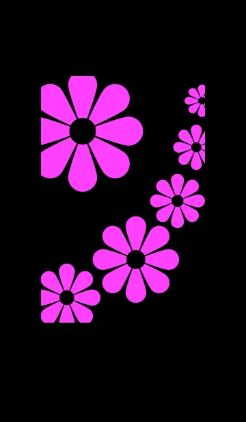 ピンクの花模様 [ 黒背景 ]のLINE着せ替え