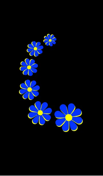[LINE着せ替え] 青い花模様 [ 黒背景 ]の画像1