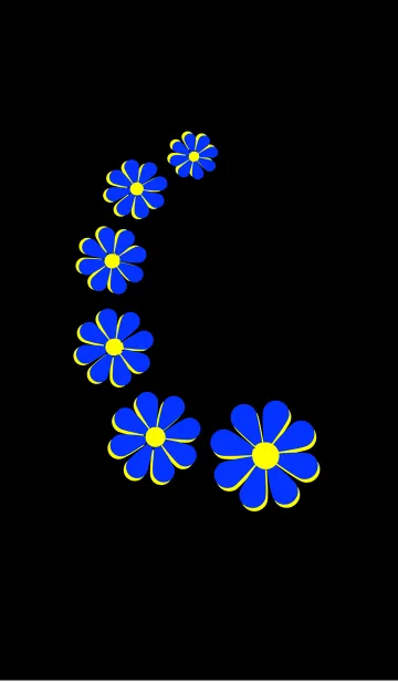 青い花模様 [ 黒背景 ]のLINE着せ替え