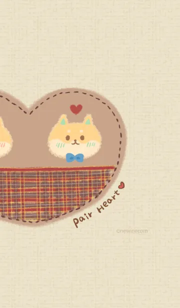 [LINE着せ替え] ペアハート クリーム ベイジュ 子犬 ボーイの画像1