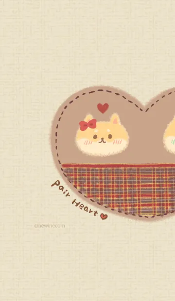 [LINE着せ替え] ペアハート クリーム ベイジュ 子犬 ガールの画像1