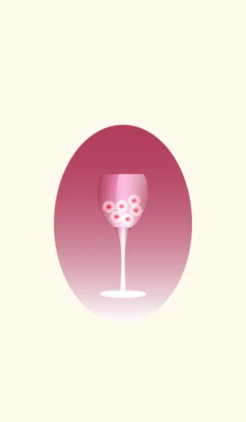 [LINE着せ替え] ワイングラスと花 -ワインレッド-の画像1
