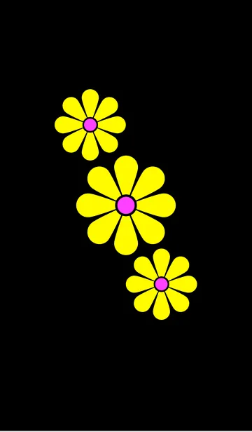 [LINE着せ替え] 黄色い花模様 [ 黒背景 ]の画像1