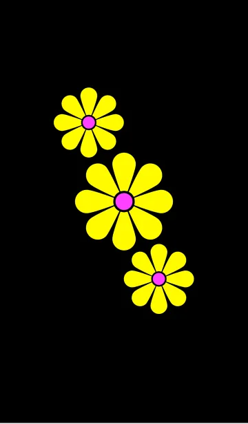 黄色い花模様 [ 黒背景 ]のLINE着せ替え