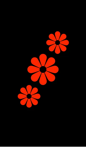 赤い花模様 [ 黒背景 ]のLINE着せ替え