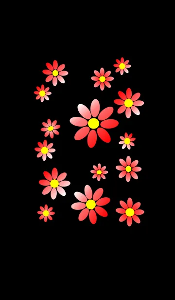 [LINE着せ替え] 赤い花模様 [ 黒背景 ] var. 2の画像1