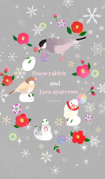 [LINE着せ替え] 雪ウサギと文鳥達の画像1