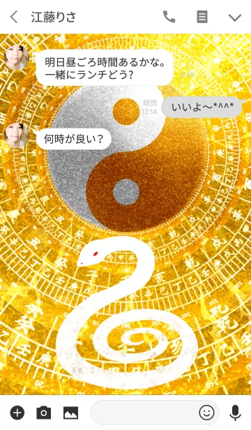 [LINE着せ替え] 最強最高金運風水 黄金の太極図と白蛇の画像3