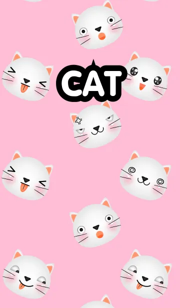 [LINE着せ替え] Emotions Face White Cat Theme(jp)の画像1