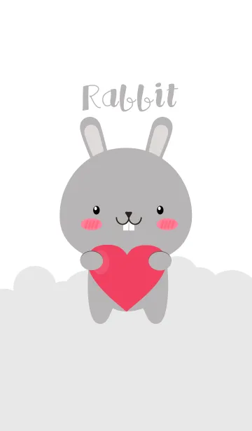 [LINE着せ替え] I Love Cute Gray Rabbit Theme(jp)の画像1