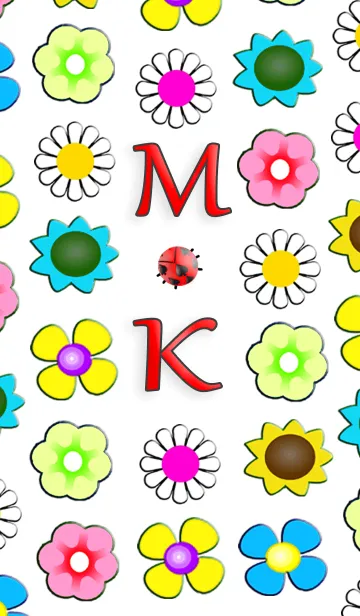 [LINE着せ替え] 大人のイニシャル M K フラワーの画像1