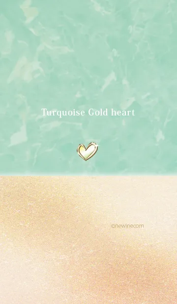 [LINE着せ替え] ターコイズ ゴールド ハートの画像1