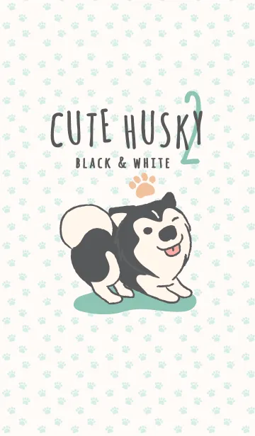 [LINE着せ替え] Cute Husky (Black ＆ White-JP) v.2の画像1