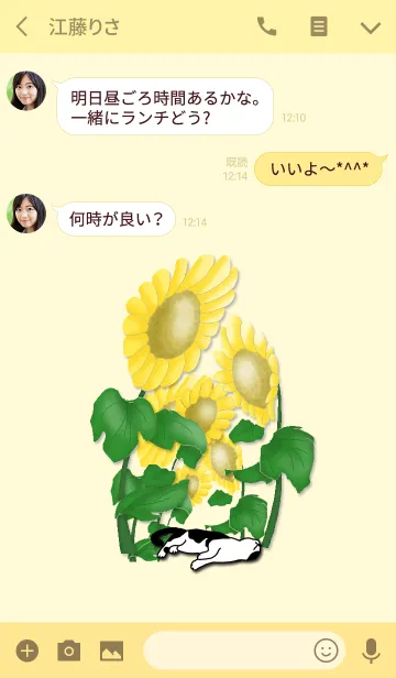 [LINE着せ替え] おとなの休日(ひまわりと猫)の画像3