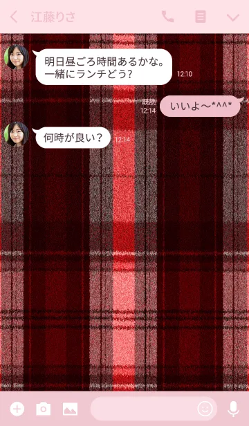 [LINE着せ替え] Red×Check patternの画像3